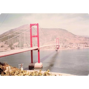 3 Vintage 1970s Namhae Bridge Korea Suspension Bridge Photos USAF South Korea image 1