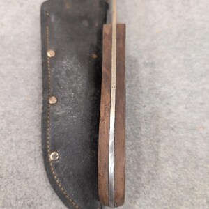 Vintage Fixed Blade Hunting Knife Pakistan Stainless Wood Handle Leather Sheath image 2