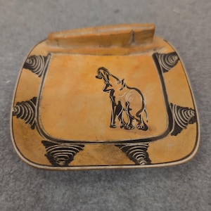 Unique Orange Ceramic Trinket Dish Elephant Design Decorative Collectible image 1