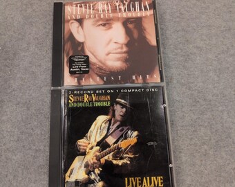 Stevie Ray Vaughan Double Trouble Grandes Éxitos y Live Alive Lote de 2 CDs Blues Rock