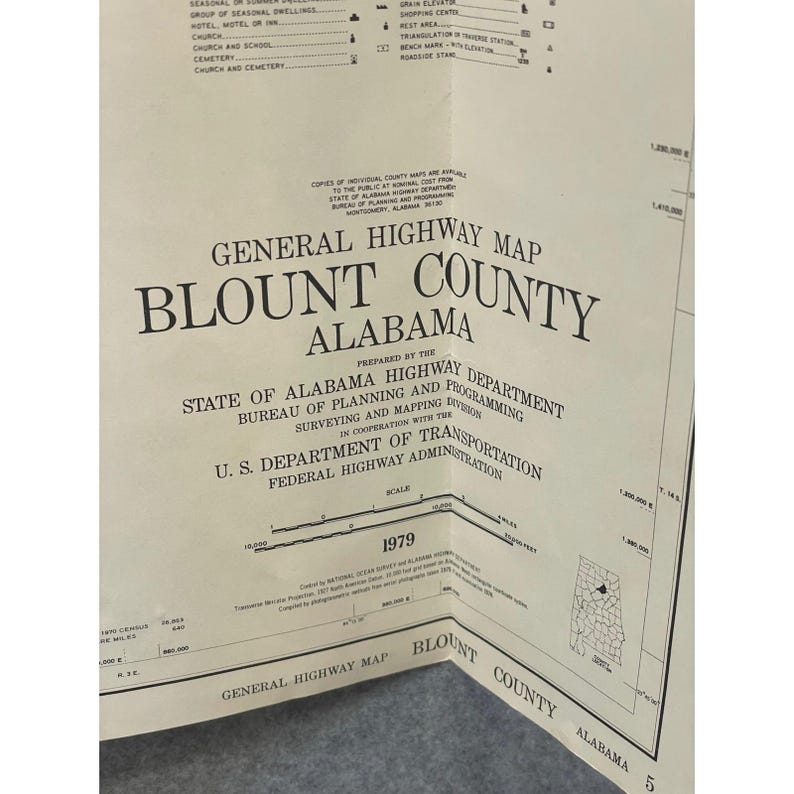 VTG 1979 General Highway Map Blount County Alabama 26" x 18" Blountsville Snead image 2