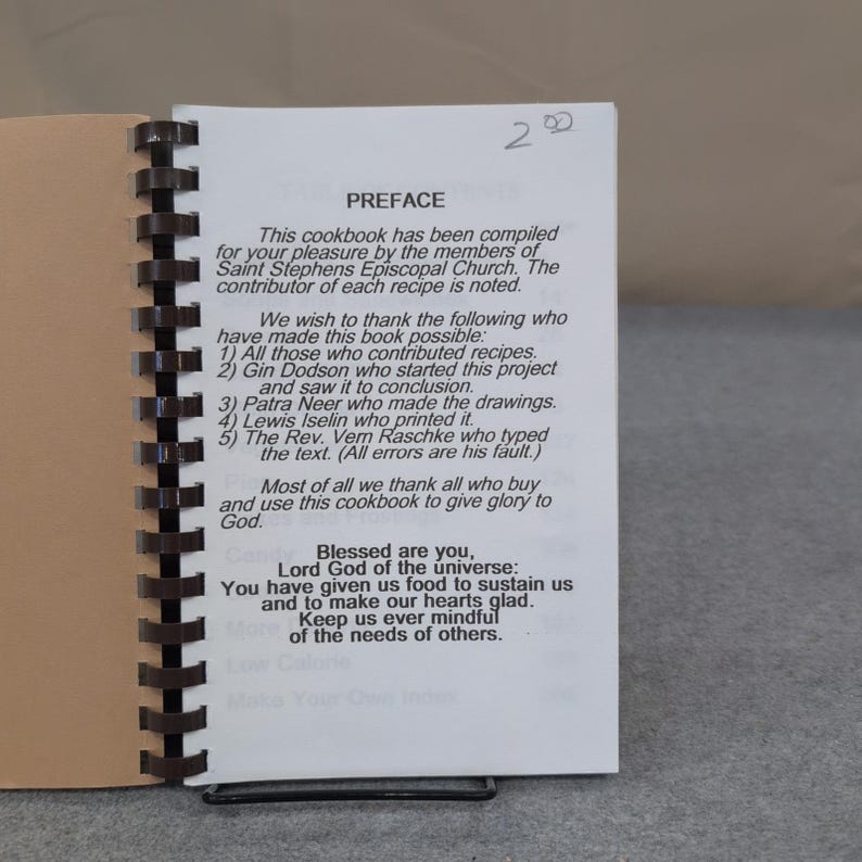 Livre de recettes Saint Stephens Wichita Falls Texas Episcopal Church, reliure spirale VG image 2