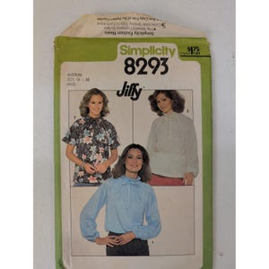 Simplicity 8293 Misses' Jiffy Pullover Blouse Sewing Pattern Med Size 14-16 VTG image 1