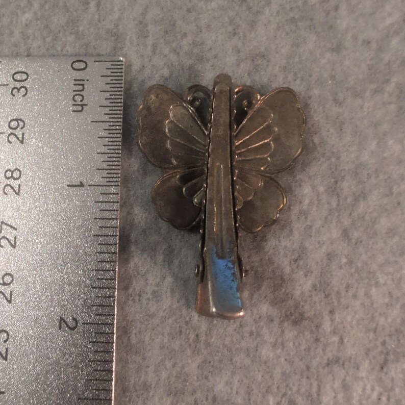 Antique Silver Tone Butterfly Hair Clip Barrette Vintage Art Nouveau image 2