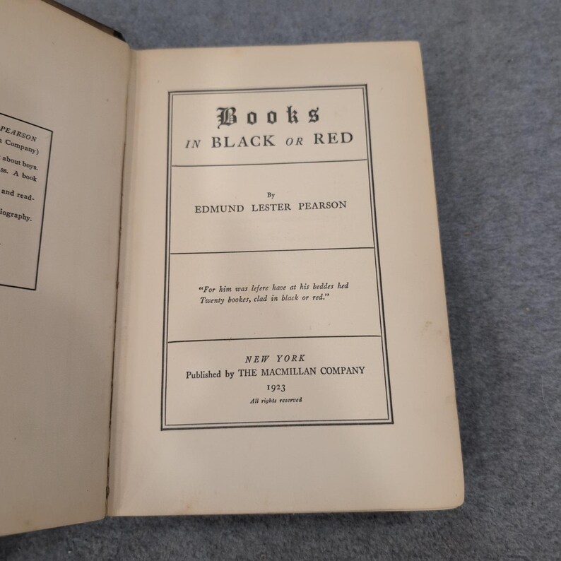Books in Black or Red Edmund Lester Pearson 1923 First Edition Macmillan HC image 5