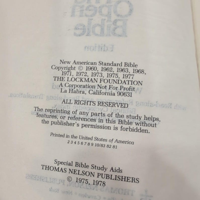 Thomas Nelson NASB The Open Bible Edition Black Leather Red Letter 947 Vintage image 5