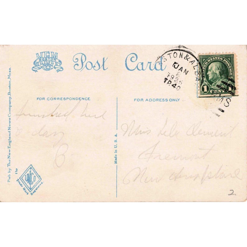 Vintage 1925 Museum of Natural History and Art Pittsfield Mass Postcard VG image 2