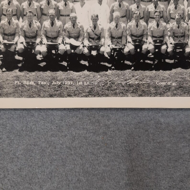 1937 Vtg Fort Bliss Texas US Army Company B Panoramic Photo 82nd Reg 2nd Btn image 2