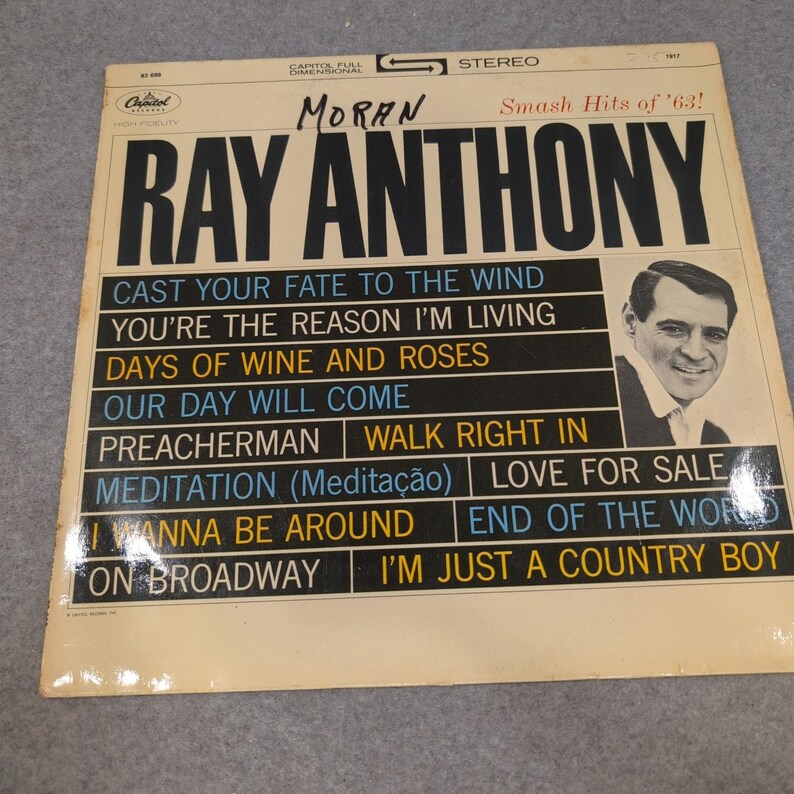 Ray Anthony Smash Hits of '63 Vinyl LP Capitol STK 83699 German Import Jazz Pop image 1