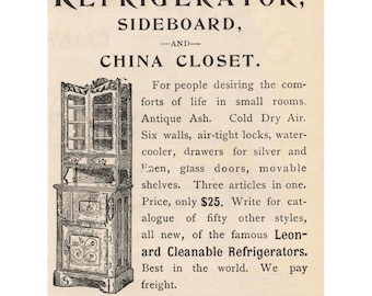 Aparador antiguo Old Maid con refrigerador y vitrina