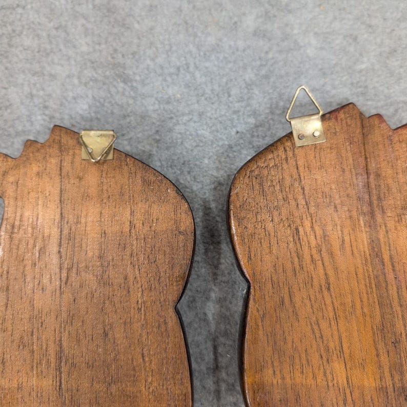 Vintage handgeschnitzte Holz Tribal Gabel und Löffel Wand Kunst Set dunkelbraun Dekor Bild 7