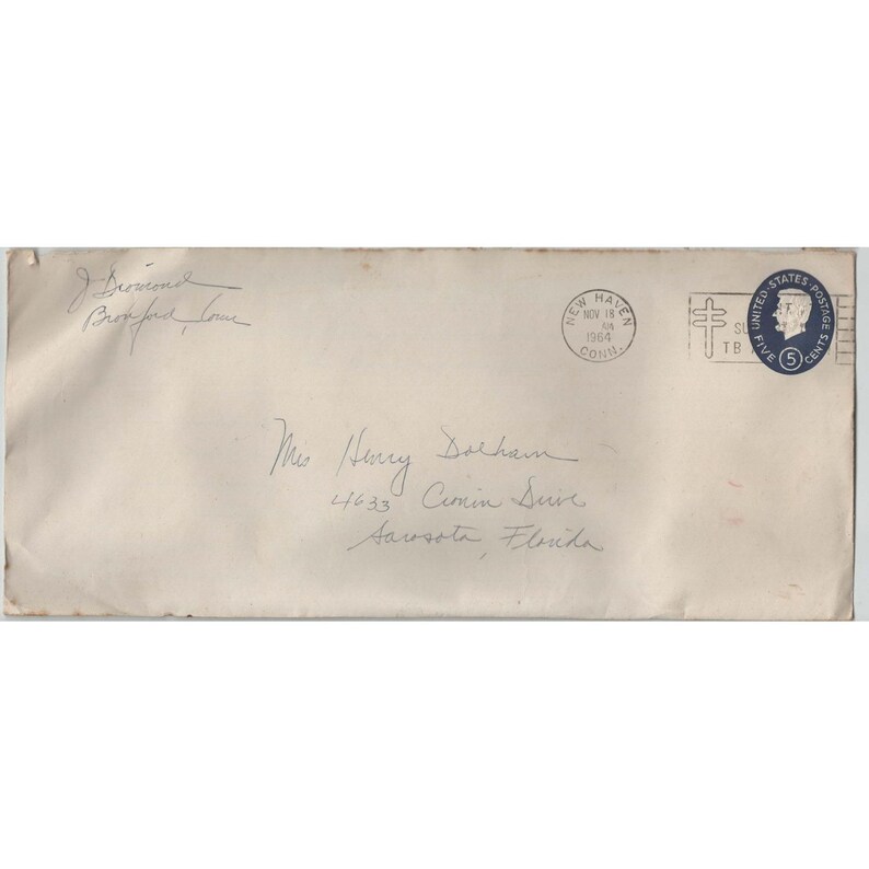 Konvolut von 13 Vintage-Briefumschlägen mit Poststempeln aus Sarasota, Florida, aus den 1950er- bis 1980er-Jahren Bild 9