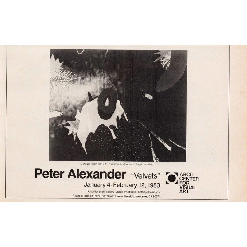 Vintage 1983 Peter Alexander Velvets ARCO Center for Visual Art Print Ad Dorado image 1