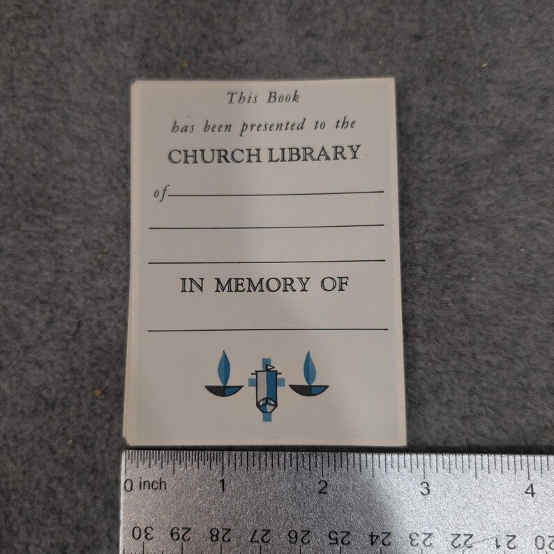 Lot of 25 Blank Vintage Church Library In Memory Of Bookplates Religious Labels image 3