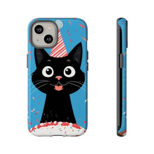 Birthday Cat Phone Case, Cute Cat iPhone Cover, Fun Pet Lover Gift, Colorful Pet Birthday Case, Whimsical Cat Art Protection
