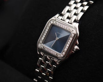 Orologio da donna CARTIER Panthère de Quartz con quadrante blu con diamanti Articolo n. W4PN0013