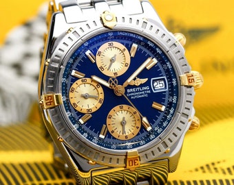 BREITLING Chronomat Cronografo Automatico Cronometro Quadrante Blu Orologio da uomo Articolo n. B13352