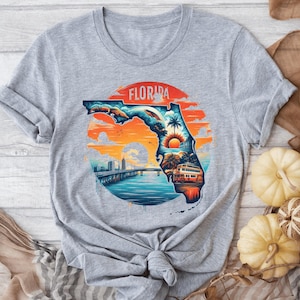 Florida T-shirt, Florida Map Crewneck, Florida State Tee, Florida Trip Gift, State T-shirt,  Florida Vocation Shirt, Florida Souvenir