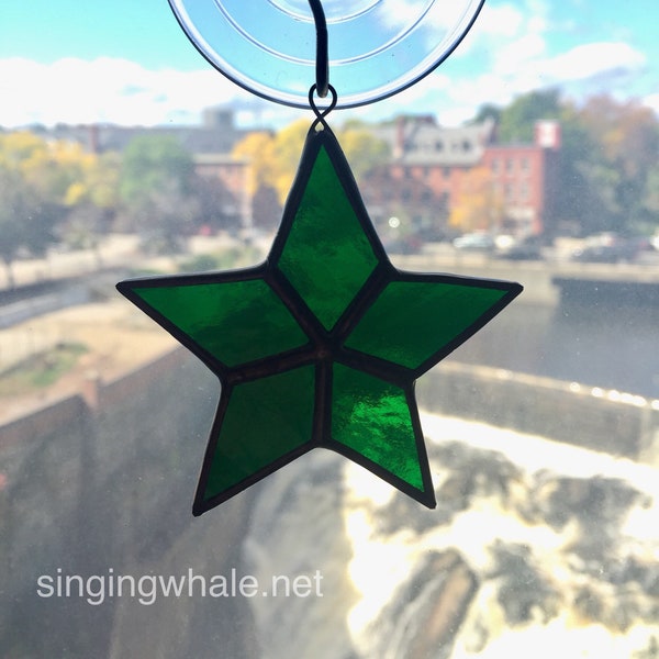 Stained glass five point star ornament - made to order