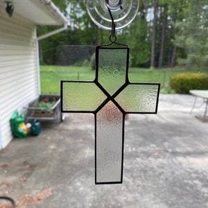 Stained glass cross - satin textured glass, clear texture