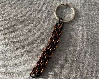 Handmade fidget and stress chainmail toy - black and brown, distraction tool, stress relief, key chain, finger gadget, zipper pull