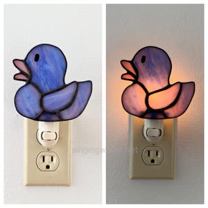 Stained glass rubber ducky nightlight - duck duck ducking gift, nursery decor, whimsical window hanging