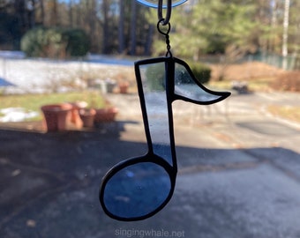 Stained glass music note ornament, blue note, 8th note, music teacher or student gift, musical notation