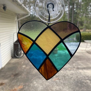 Stained glass heart -patchwork heart, unconventional Valentine, anniversary gift, love, just because love