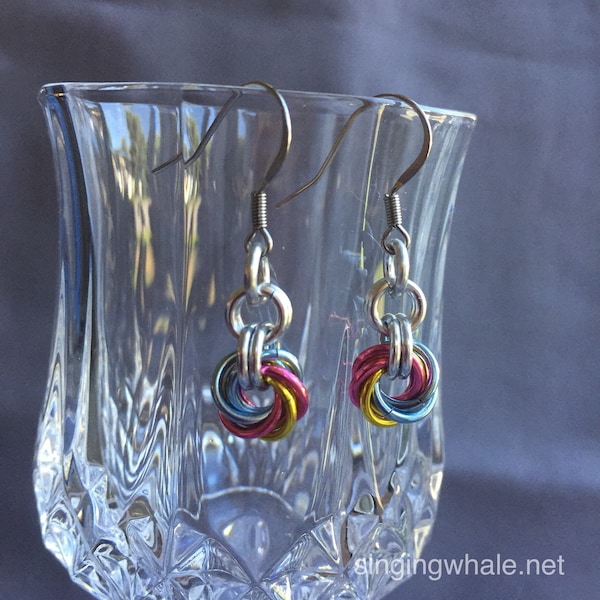 Pan Pride mobius chainmaille earrings