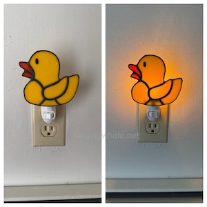 Stained glass rubber ducky nightlight - duck duck ducking gift, nursery decor, whimsical window hanging
