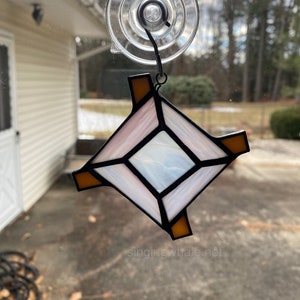 Stained Glass God&#39;s Eye / Ojo de Dios ornament - camp craft, spiritual symbol