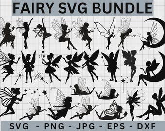 Fee Silhouette SVG Bundle, Himmlische Clipart (Digitale Dateien)