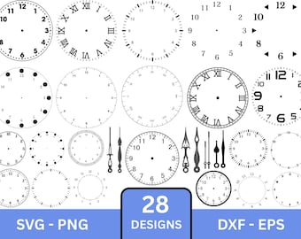 Clock Face SVG Bundle: Modern & Roman Numeral Designs (Digital Download