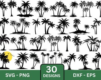 Palm Tree SVG Bundle: Tropical Silhouette Cut Files (Digital Download)