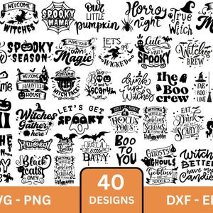 Funny Halloween Quotes SVG Bundle: Shirt Designs, Cricut Ready (Digital Download