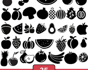 Fruit SVG Clipart Bundle: Strawberry, Pineapple, Watermelon (Digital Download)