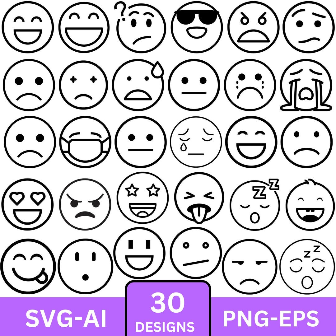 Emoji Face SVG Bundle: Social Media Icons (digital Download) - Etsy Canada