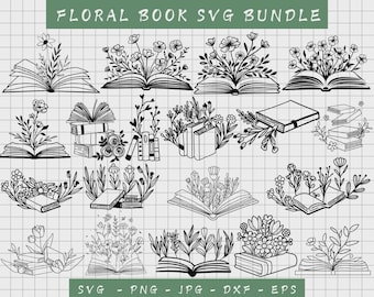 Floral Book SVG Bundle, Wildflower Clipart (Digital Download)