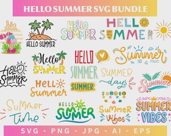 Summer SVG Bundle, Sublimation Designs (Instant Download)