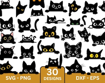 Peeking Cat SVG Bundle: Cricut & Silhouette Cut Files (Instant Download)