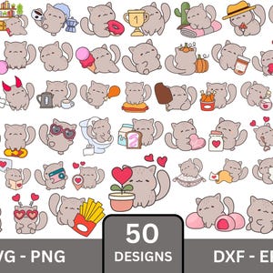 Kawaii Cat SVG,Cat clipart Cute cat clip art,Cute SVG & PNG Designs for Stickers,svg for Cat lovers,Cats Cut Files For Cricut,Kawaii Clipart