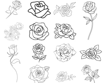 Roses SVG Bundle | Roses Silhouette | Rose Clipart | Rose Cricut | Rose Design | Flowers Svg | Floral Svg | Wedding Svg PNG | Commercial Use