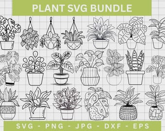 Houseplant SVG Bundle, Hand Drawn Potted Plants (Digital Download)