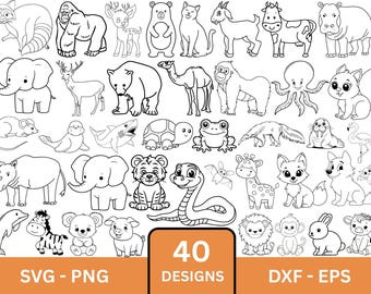 Animal Outlines SVG Clipart Bundle (Digital Download