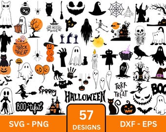 Halloween-SVG-bundel: bestanden knippen, clipart, png, ai (digitale download)