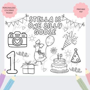 Customized One Silly Goose Birthday Party Activity Sheet | Goose Birthday Party Activity Sheet | Silly Goose Party Favor | Party Placemat