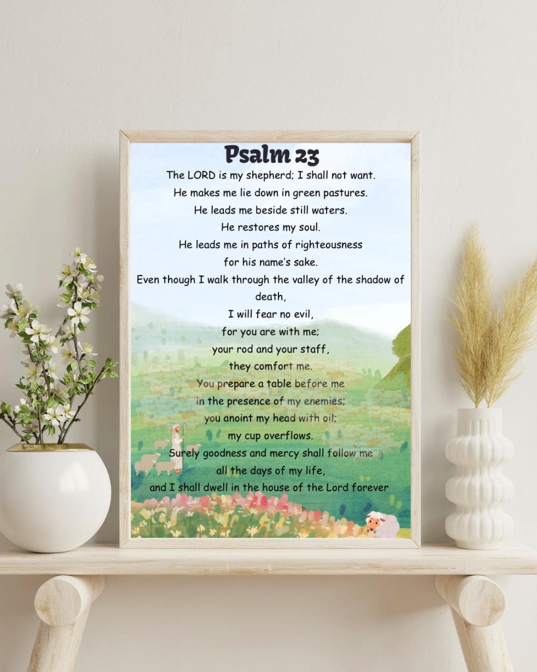 Psalm 23 Bible Verse Print: Christian Scripture Wall Art (digital ...