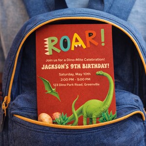 Inbjudan till dinosauriefödelsedag | Redigerbar Canvas-mall | Inbjudan till dinosauriefest för barn | Direkt digital nedladdning bild 11