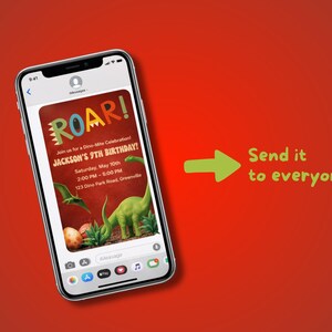 Inbjudan till dinosauriefödelsedag | Redigerbar Canvas-mall | Inbjudan till dinosauriefest för barn | Direkt digital nedladdning bild 3