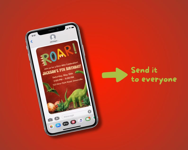 Inbjudan till dinosauriefödelsedag | Redigerbar Canvas-mall | Inbjudan till dinosauriefest för barn | Direkt digital nedladdning bild 3